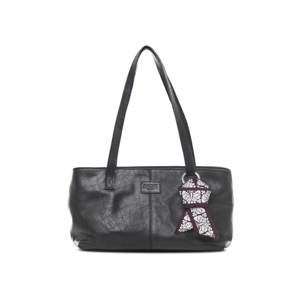 reflexsmycke till väskan i ull och mönster av reflex. Plommon färgad