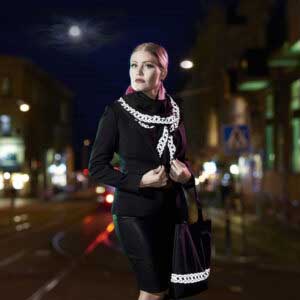 stylish shawl with reflective pattern in black