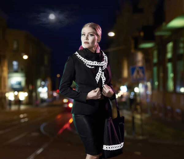 stylish shawl with reflective pattern in black