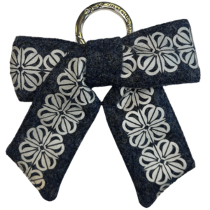 Reflective bow for bags Navy Blue Fou leaf clover Smart in the dark