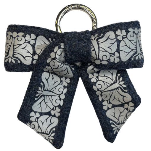 Reflective bow for bags Navy Blue Night Butterfly Smart in the dark