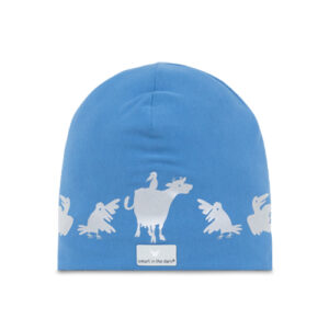 Reflective cotton kids beanie hat in blue for boys