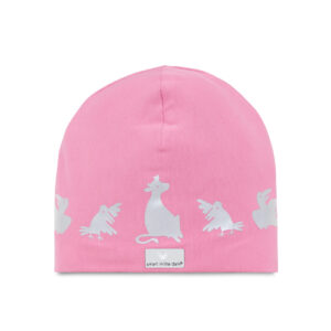 Reflective cotton kids beanie hat in pink for girls