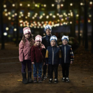 Reflective fleece-lined kids beanie hat for winter