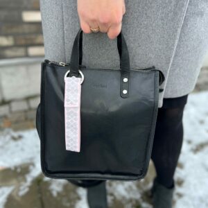 ELNA, a cute reflective bag charm in light pink with a Forest glade pattern, Smart in the dark