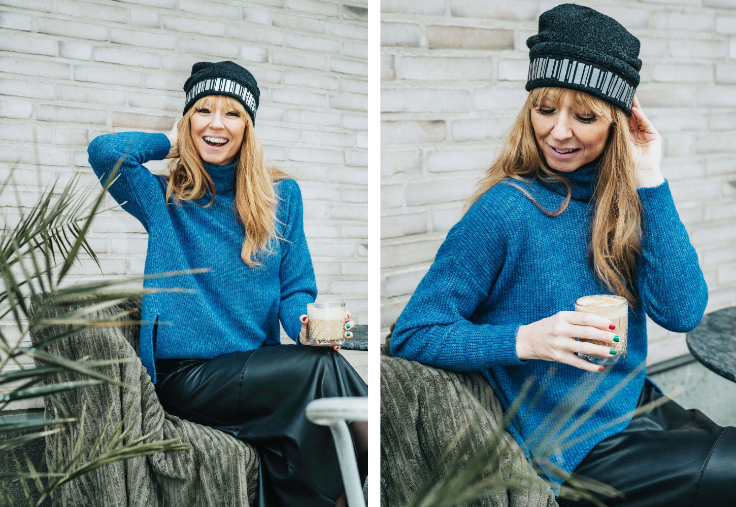 fashion expert frida zetterstöm with warm and stylish reflective beanie from swedish smart in the dark