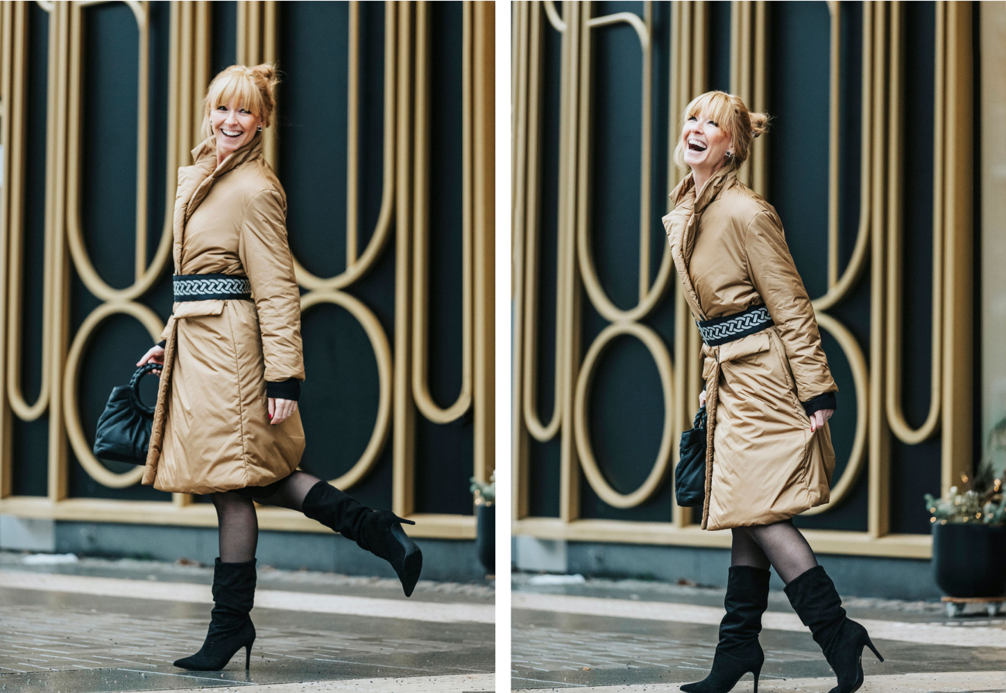 fashion expert frida zetterström with stylish reflective belt frpm smart in the dark