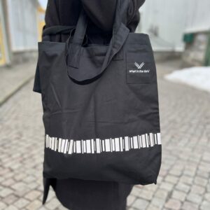 Nice reflective cotton tote bag with double handles in black. Pattern: Northern Light, Smart in the dark