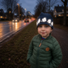 thin beanie for fall and spring with reflective pattern of squirrels from Smart in the dark